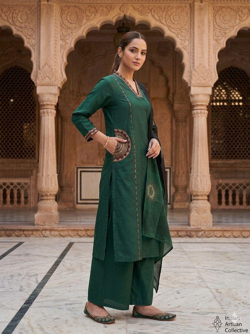 Bottle Green Statement Pocket 3-Piece Suit